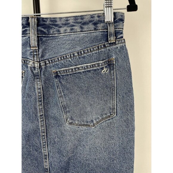 Sam Edelman Medium Blue Wash The Riley Asymmetrical Raw‎ Hem Denim Jean Skirt 29 - Picture 4 of 7
